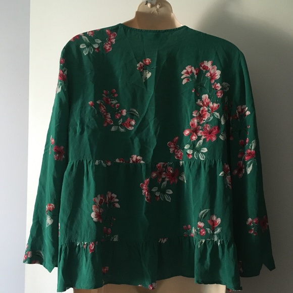 SEZANE Green Floral Silk ANNA Blouse 42 - Picture 2 of 9